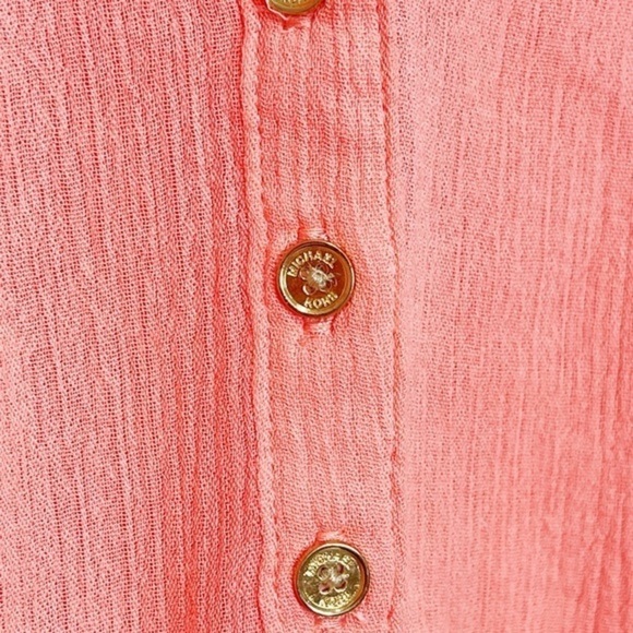 Michael Kors Top Coral‎ with Gold Buttons Size Small - Picture 4 of 5